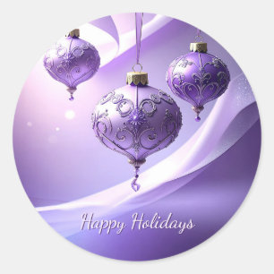Purple Decorative Christmas Ball Holiday Sticker