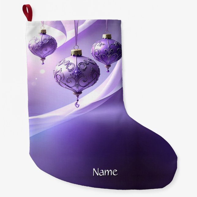 Purple Decorative Christmas Ball Holiday Stocking (Front)