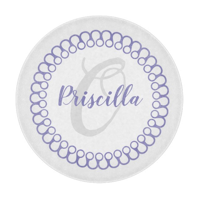 Purple Decorative Circle Monogram Cutting Board (Front)