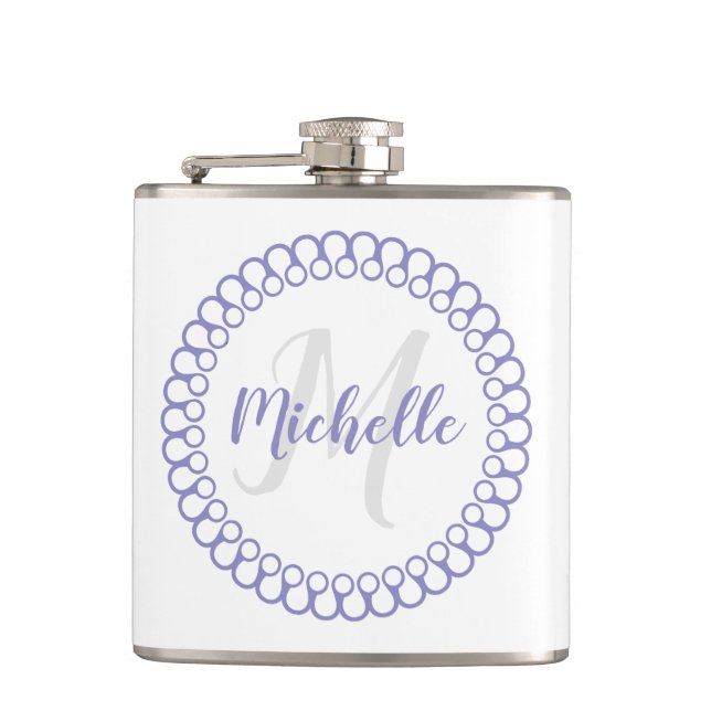 Purple Decorative Circle Monogram Flask (Front)