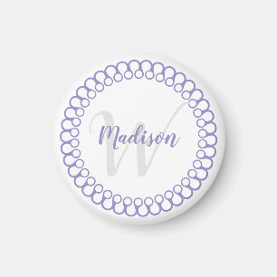 Purple Decorative Circle Monogram Magnet
