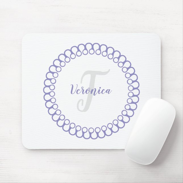 Purple Decorative Circle Monogram Mouse Pad (With Mouse)