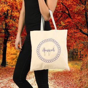 Purple Decorative Circle Personalize Monogram Tote Bag