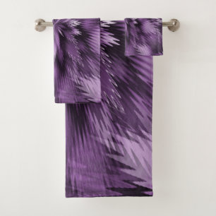 Purple Decorative Floral Bath Towel Set