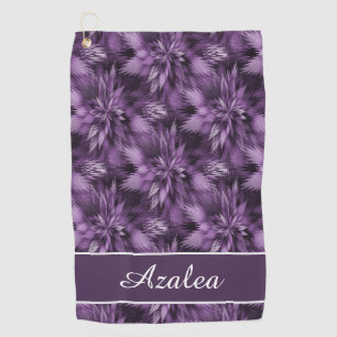 Purple Decorative Floral Wavy Golf Towel
