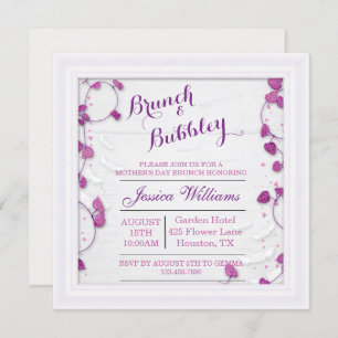 Purple Decorative Mothers Day Brunch & Bubbly Invitation