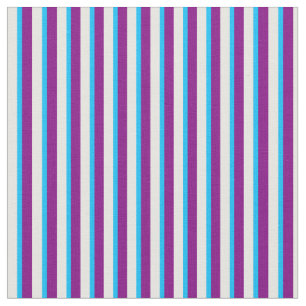 Purple, Deep Sky Blue, and Mint Cream Pattern Fabric