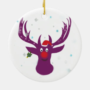 Purple Deer  Christmas New Year  Circle Ornament