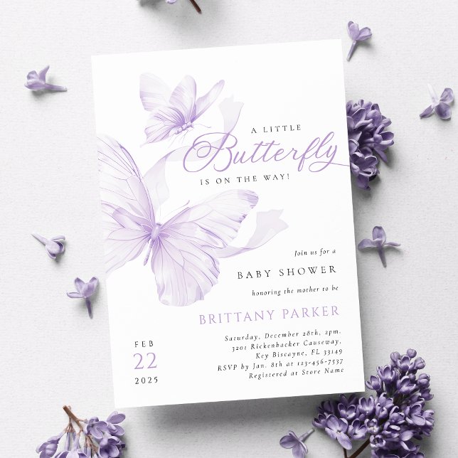 Purple Delicate Butterfly Baby Shower Invitation (Creator Uploaded)