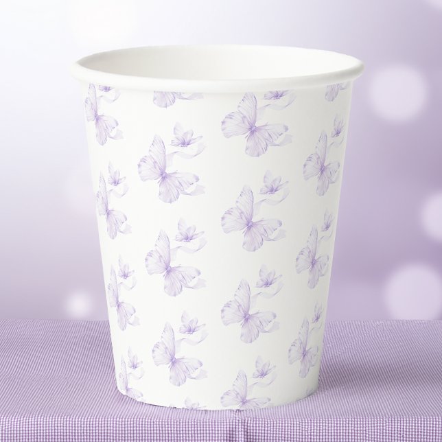 Purple Delicate Butterfly Baby Shower Paper Cups (Creator Uploaded)
