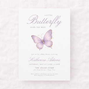Purple Delicate Butterfly Girl Baby Shower Invitation
