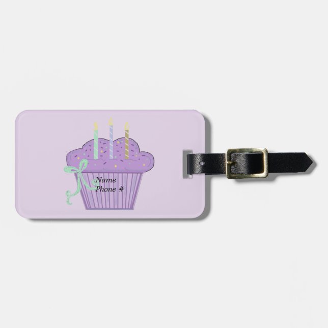 Purple Delight Cupcake Luggage Tag (Front Horizontal)