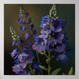 Purple Delphinium Flower Art Print Poster