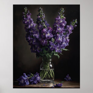 Purple Delphinium Flowers Art Print Poster