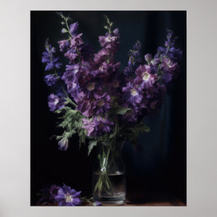 Purple Delphinium Flowers Art Print Poster