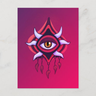 Purple Demon Eye - Gothic Occult Art Postcard