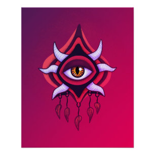 Purple Demon Eye - Gothic Occult Art Poster