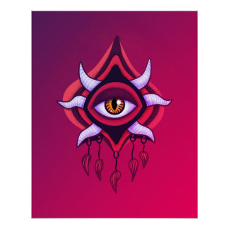 Purple Demon Eye - Gothic Occult Art Poster