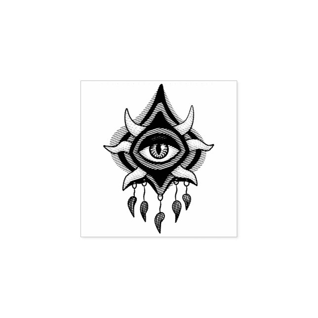 Purple Demon Eye - Gothic Occult Art Rubber Stamp (Imprint)
