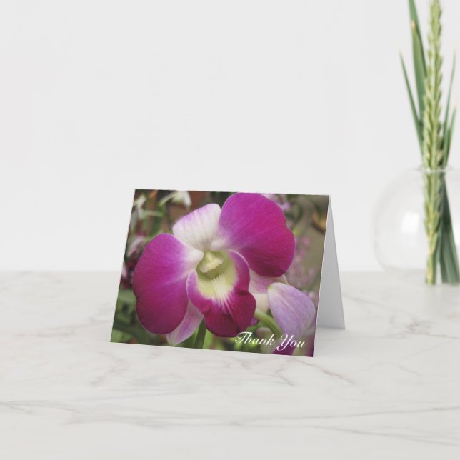 Purple Dendrobium Orchid Thank You Card (Front)