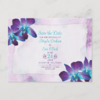 Purple Dendrobium Orchid Wedding Save the Date