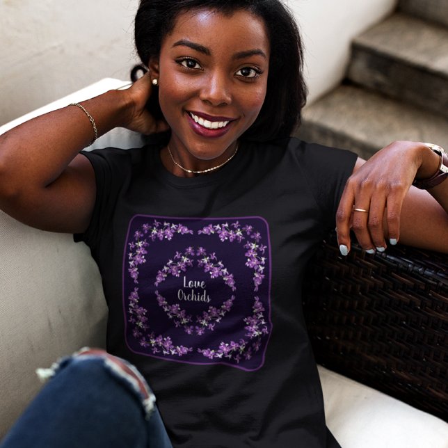 Purple Dendrobium Orchids Motif T-Shirt (Creator Uploaded)