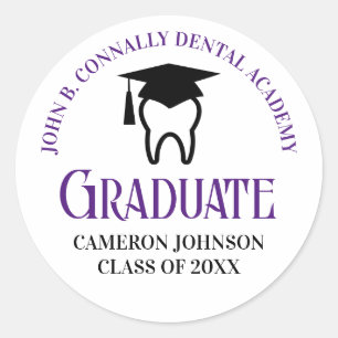 Purple Dental School Custom Dentist Graduation Classic Round Sticker