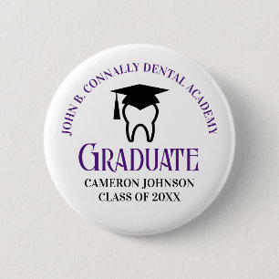 Purple Dentist Graduation Custom Dental School 6 Cm Round Badge