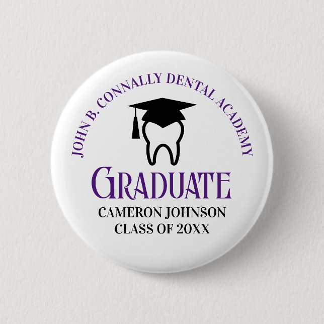Purple Dentist Graduation Custom Dental School 6 Cm Round Badge (Front)