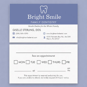 Purple Dentistry Office Appointment Reminder Business Card