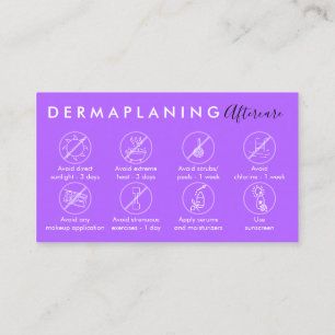 Purple Dermaplaning Aftercare Post Instructions Business Card