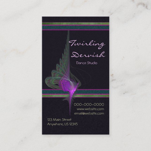 Purple Dervish Abstract Art Business Card (Front)