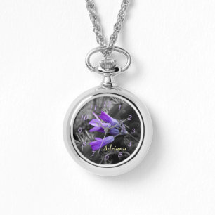 Purple Desert Hyacinth Bloom & Cholla Cactus Photo Watch