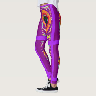 Purple design arty type purple blue orange leggings