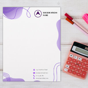 Purple design, custom logo & business name letterhead