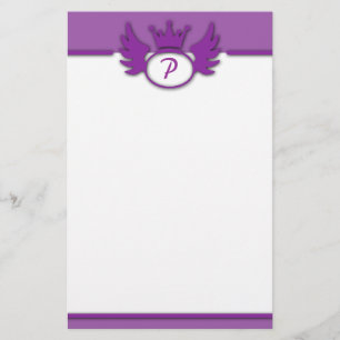 Purple Design Monogram Stationery