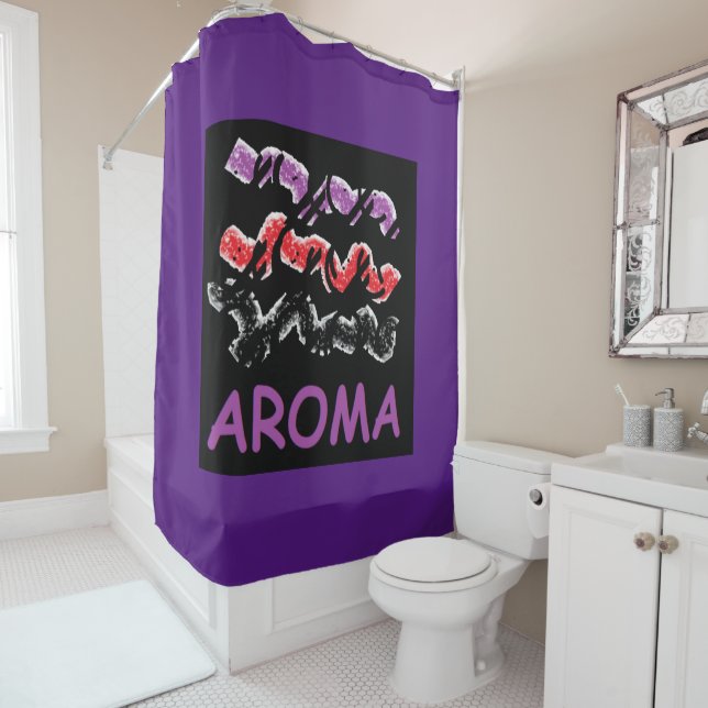 Purple design with text word shower curtain (In Situ)