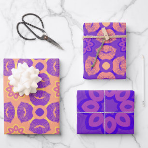 Purple design wrapping paper sheet