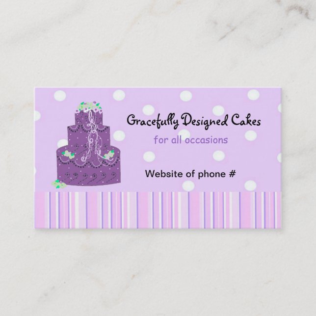 Purple Designer Wedding Cake Business Card (Front)