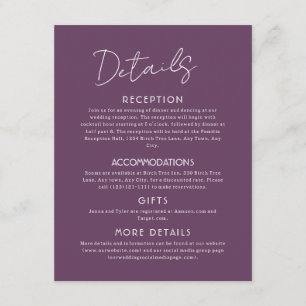 Purple Details Large Wedding Enclosure Card