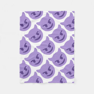 Purple Devil Emoji Fleece Blanket