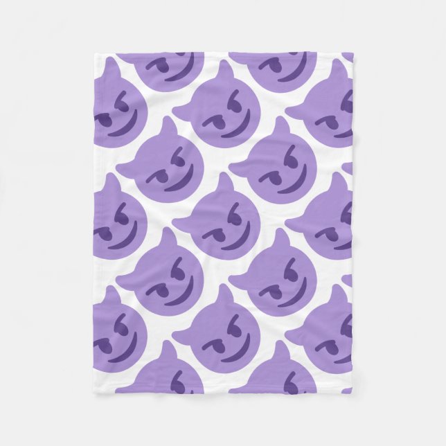 Purple Devil Emoji Fleece Blanket (Front)