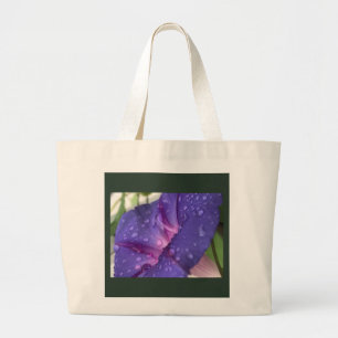 Purple Dewdrop Morning Glory Large Tote Bag