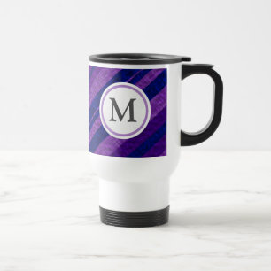 Purple Diagonal Stripes Travel Mug