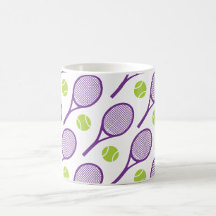 Purple diagonal tennis rackets coffee mug