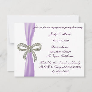 Purple Diamond Bow Engagement Party Invitation