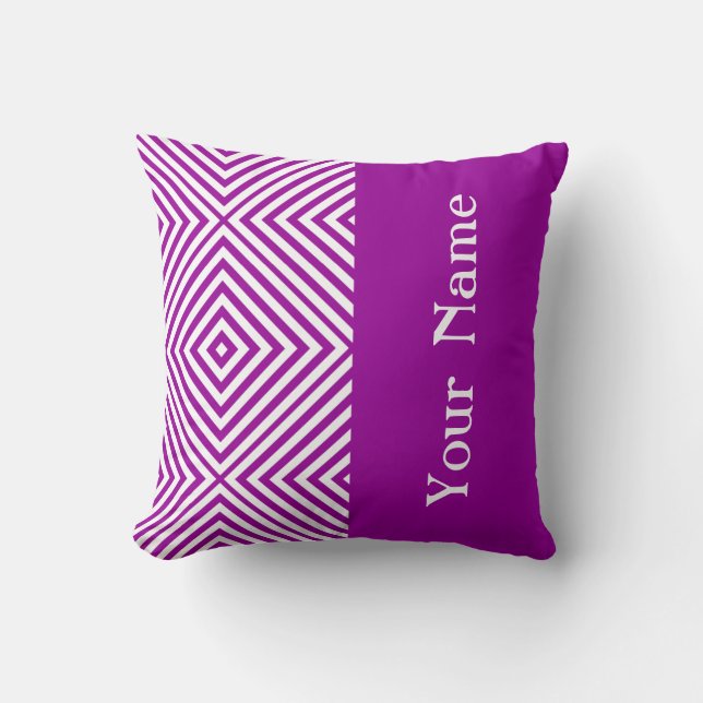 Purple Diamond Chevron w/ name @ Emporiomoffa Cushion (Front)