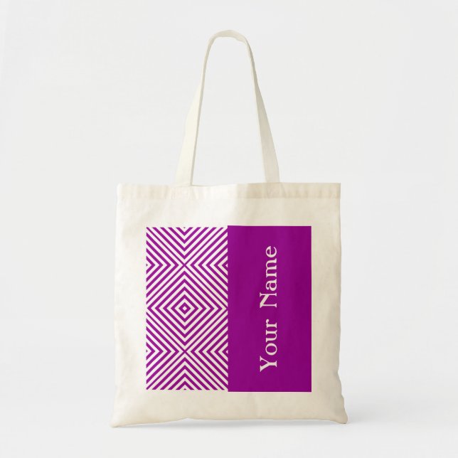 Purple Diamond Chevron w/ name @ Emporiomoffa Tote Bag (Front)