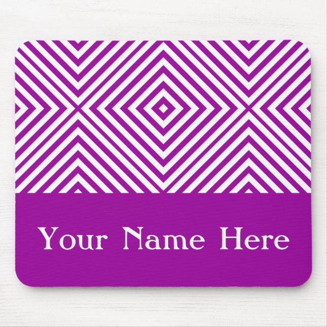 Purple Diamond Chevron with custom name Mouse Mat (Front)