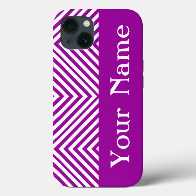 Purple Diamond Chevron with name @ Emporiomoffa Case-Mate iPhone Case (Back)